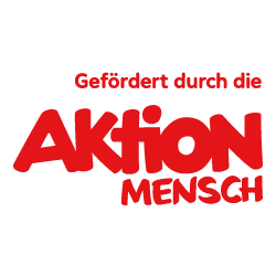 Das Logo von Aktion Mensch zeigt einen roten Schriftzug auf dem “Aktion Mensch” steht.